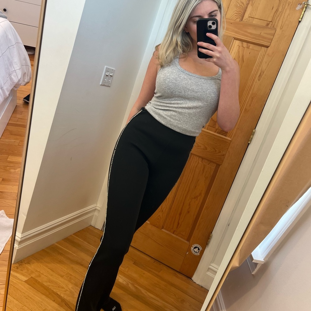 Good American Black Pants with Diamonds on Seam